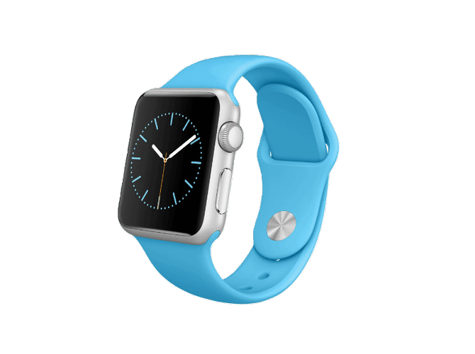 Apple WATCH 1. Generation 38mm silbernes Aluminiumgehäuse blaues Sportarmband
