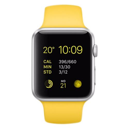 Apple WATCH Sport 1. Generation silber 42mm gelbes Sportarmband 