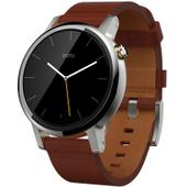 Motorola Moto 360 Smartwatch 2. Generation 42mm silber schwarzes Lederarmband