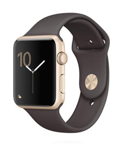 Apple WATCH Sport 1. Generation gold 42mm dunkelbraunes Armband