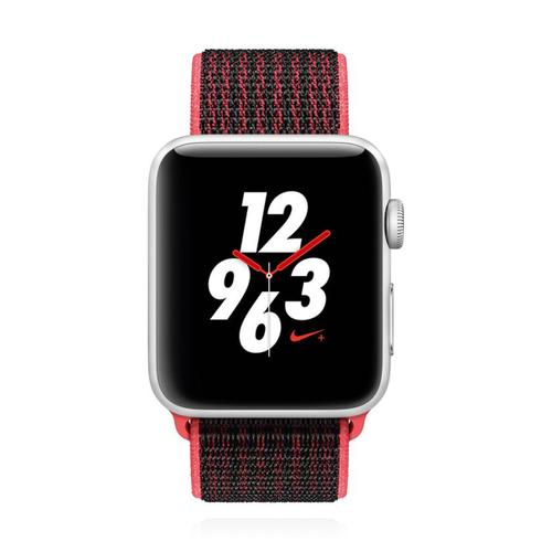 Apple WATCH Series 3 Nike+ GPS + Cellular 42mm Aluminiumgehäuse silber mit Bright Crimson Black Sport Loop