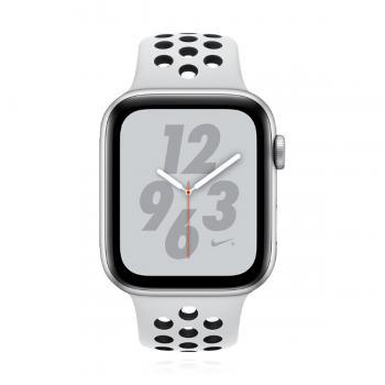 Apple WATCH Nike Series 4 44mm GPS+Cellular Aluminiumgehäuse Silber Sportarmband Pure Platinum Schwarz