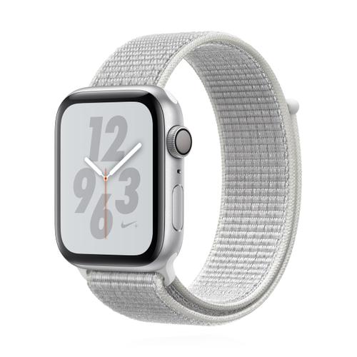 Apple WATCH Nike Series 4 44mm GPS Aluminiumgehäuse Silber Nike Sport Loop Weiß