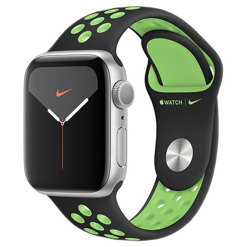 Apple Apple WATCH Nike Series 5 40mm GPS Aluminiumgehäuse silber Sportarmband Schwarz Lime Blast