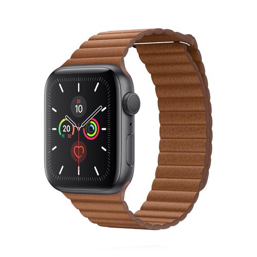 Apple Apple WATCH Series 5 44mm GPS Aluminiumgehäuse Space Grau Lederarmband Sattelbraun