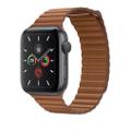 Apple WATCH Series 5 44mm GPS Aluminiumgehäuse Space Grau Lederarmband Sattelbraun