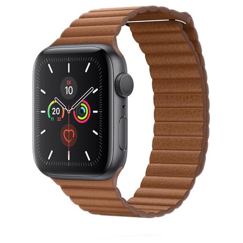 Apple Apple WATCH Series 5 44mm GPS Aluminiumgehäuse Space Grau Lederarmband Sattelbraun