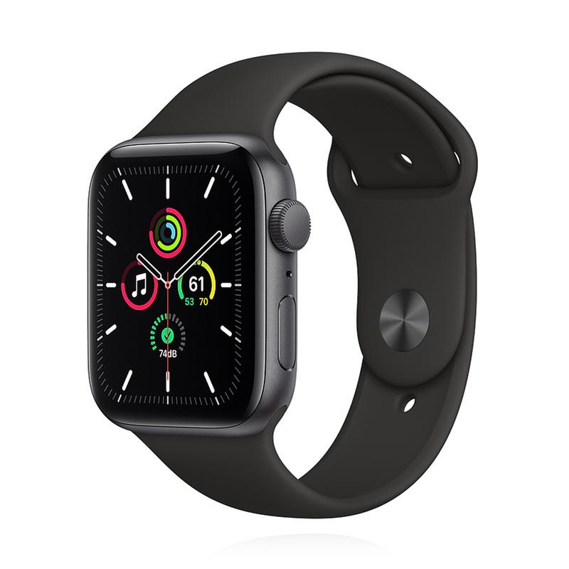 Apple WATCH SE 44mm GPS Aluminiumgehäuse Space Grau Sportarmband Schwarz