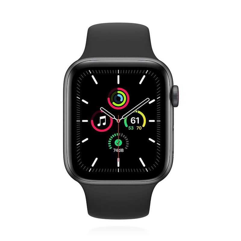 Apple Watch SE 44mm GPS Aluminium Space Grau Sportarmband Schwarz