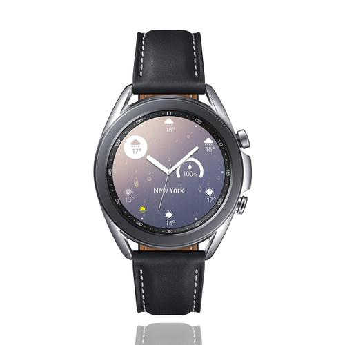 Samsung Galaxy Watch3 41mm Edelstahlgehäuse Silber Lederarmband Schwarz Braun 