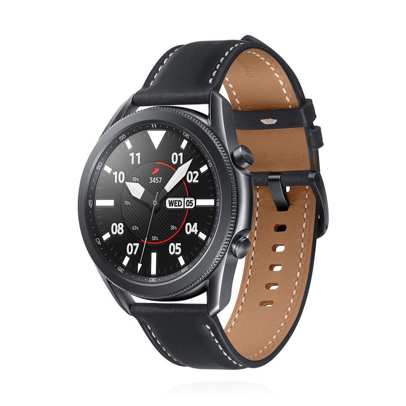Samsung Galaxy Watch3 SM-R840 45mm Mystic black inkl. Lederarmband schwarz 22mm