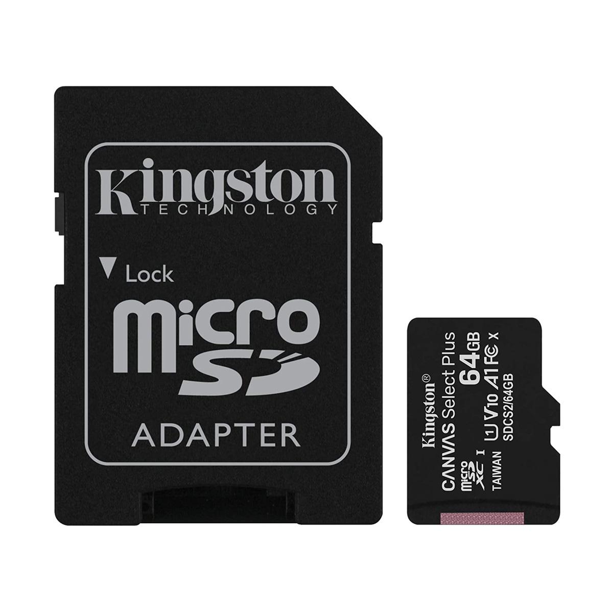 64GB Class 10, Speed: 80Mb/s Kingston Micro SD SDHC Memory Card Class 4 & 
