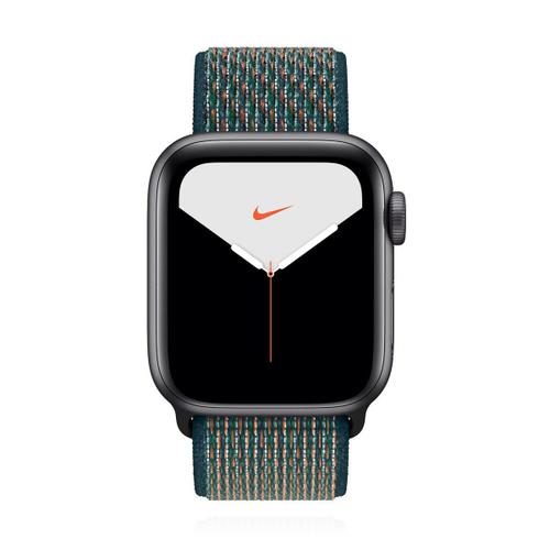 Apple Apple WATCH Nike Series 5 44mm GPS Aluminiumgehäuse spacegrau Nike Sport Loop Hyper Crimson, Neptune Green