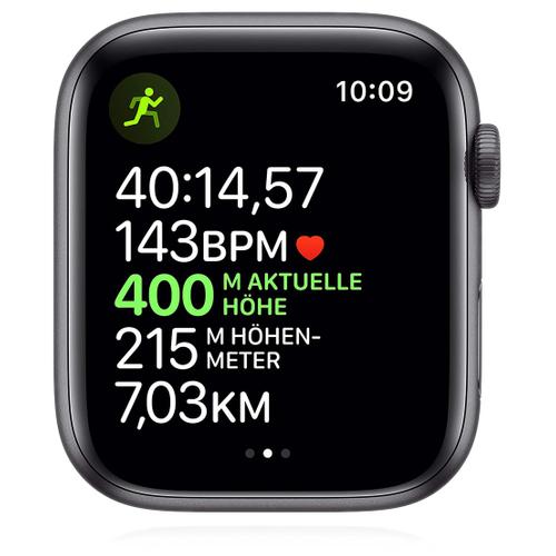 Apple Apple WATCH Series 5 44mm GPS Aluminiumgehäuse Space Grau Lederarmband Schwarz