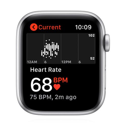 Apple Apple WATCH SE 44mm GPS Aluminiumgehäuse Silber Sportarmband Schwarz