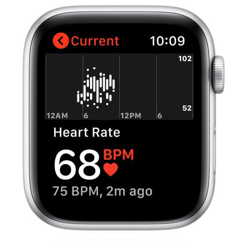 Apple Apple WATCH SE 44mm GPS Aluminiumgehäuse Silber Sportarmband Schwarz