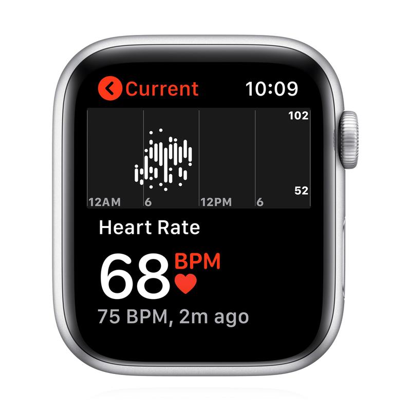 Apple WATCH SE 44mm GPS Aluminiumgehäuse Silber Sportarmband Schwarz