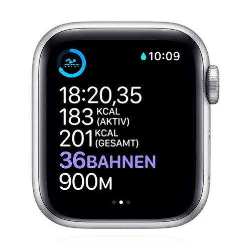 Apple Apple WATCH Series 6 40mm GPS Aluminiumgehäuse Silber Sportarmband Schwarz