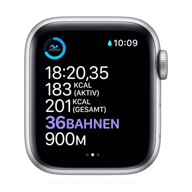 Apple WATCH Series 6 40mm GPS Aluminiumgehäuse Silber Sportarmband Schwarz
