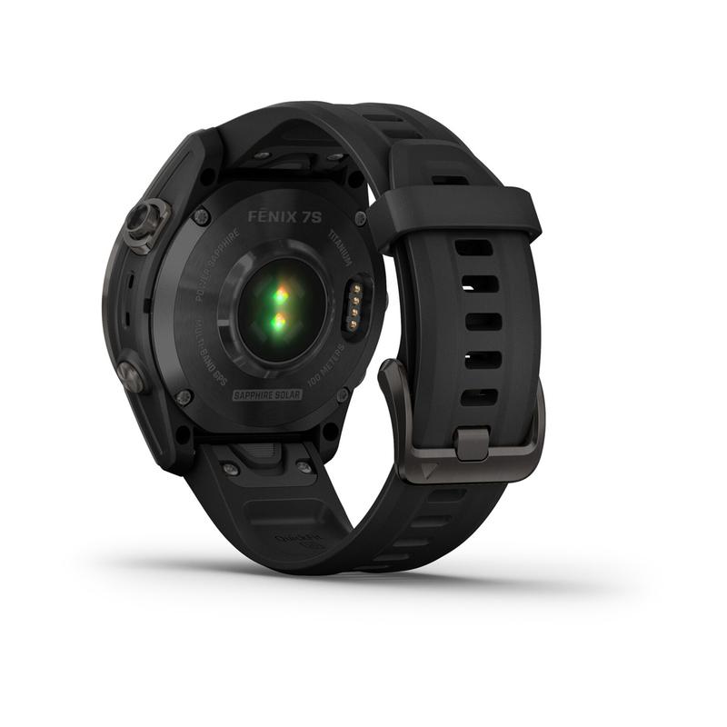 Garmin Fenix 7S 42mm Sapphire Solar Grau Silikonarmband Schwarz