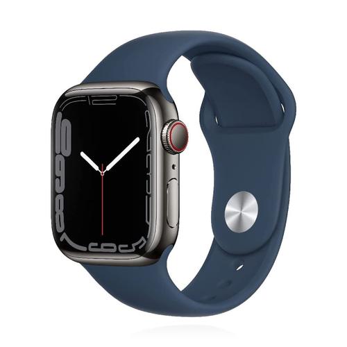 Apple WATCH Series 7 41mm GPS+Cellular Edelstahlgehäuse Graphit Sportarmband Abyssblau