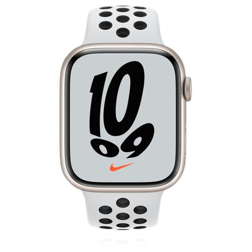 Apple Apple WATCH Nike Series 7 45mm GPS Aluminiumgehäuse Polarstern Sportarmband Pure Platinum Black 