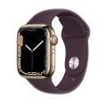 Apple WATCH Series 7 45mm GPS+Cellular Edelstahlgehäuse Gold Sportarmband Dunkelkirsch