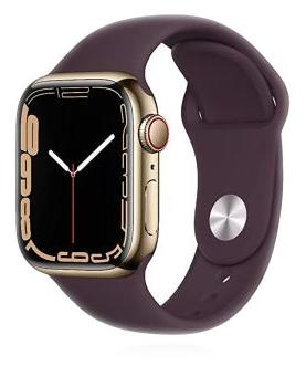 Apple Apple WATCH Series 7 45mm GPS+Cellular Edelstahlgehäuse Gold Sportarmband Dunkelkirsch