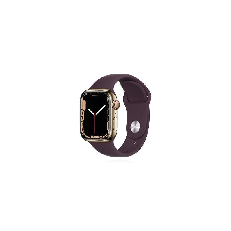 Apple WATCH Series 7 45mm GPS+Cellular Edelstahlgehäuse Gold Sportarmband Dunkelkirsch