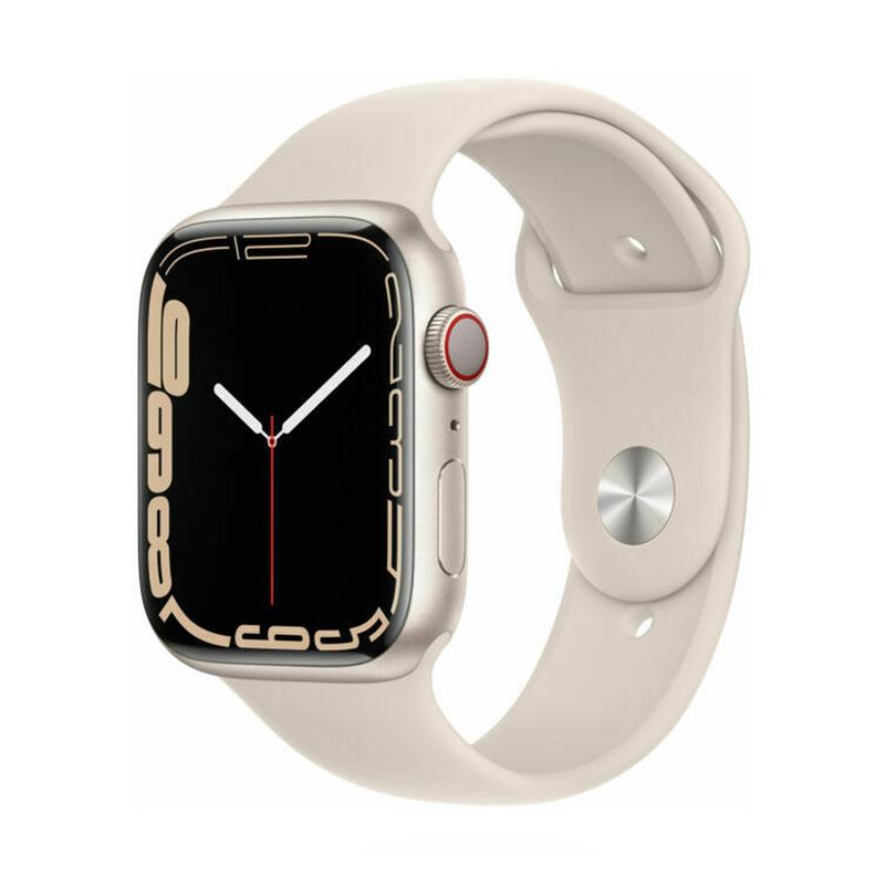 Apple WATCH Series 7 45mm GPS+Cellular Edelstahlgehäuse Silber Sportarmband Polarstern