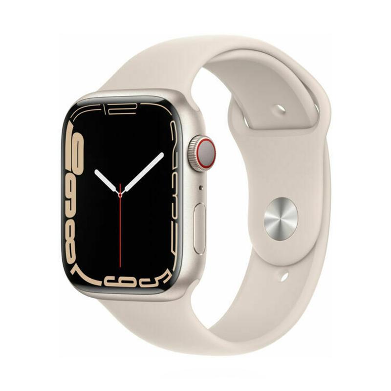 Apple WATCH Series 7 45mm GPS+Cellular Edelstahlgehäuse Silber Sportarmband Polarstern