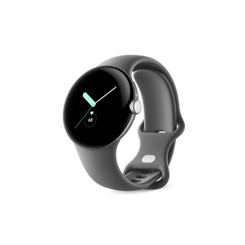 Google Pixel Watch Bluetooth Polished Silver Sportarmband Charcoal