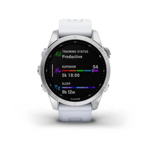 Garmin Fenix 7S 42mm Silber Armband Weiß