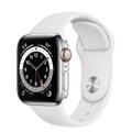 Apple WATCH Series 6 44mm GPS+Cellular Edelstahlgehäuse Silber Sportarmband Weiß