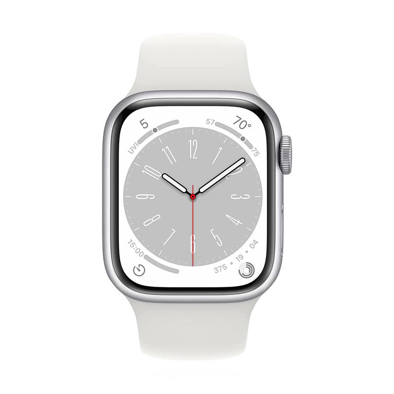 Apple WATCH Series 8 41mm GPS Aluminiumgehäuse Silber Sportarmband Weiß