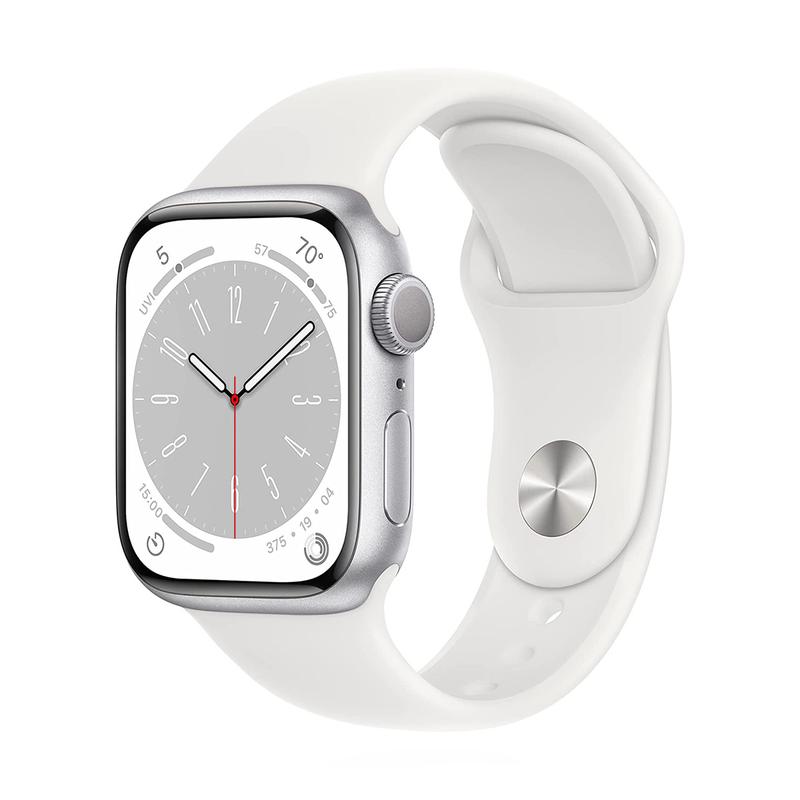 Apple WATCH Series 8 41mm GPS Aluminiumgehäuse Silber Sportarmband Weiß