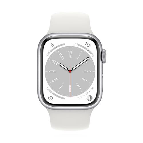 Apple WATCH Series 8 41mm GPS+Cellular Aluminiumgehäuse Silber Sportarmband Weiß