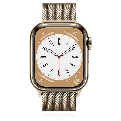 Apple Apple WATCH Series 8 41mm GPS+Cellular Edelstahl Gold Milanaisearmband Gold
