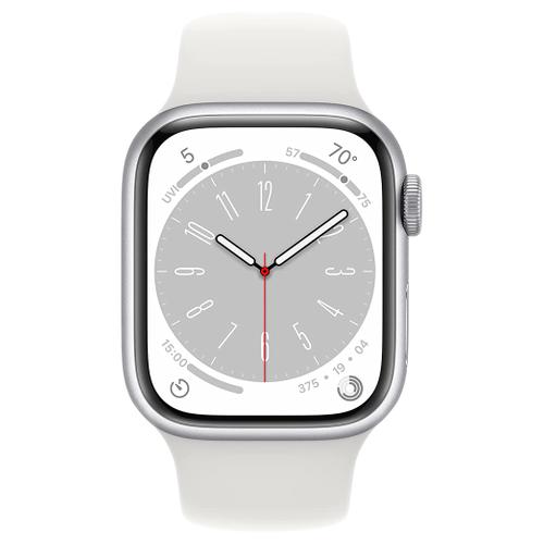 Apple Apple WATCH Series 8 45mm GPS Aluminiumgehäuse Silber Sportarmband Weiß