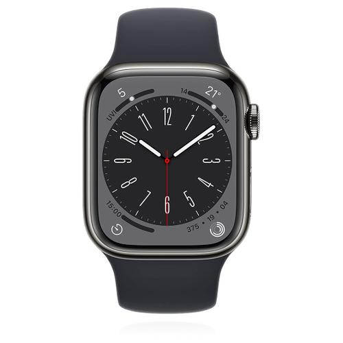 Apple Apple WATCH Series 8 45mm GPS+Cellular Edelstahl Graphit Sportarmband Mitternacht