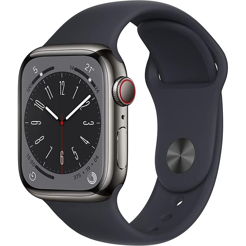 Apple WATCH Series 8 45mm GPS+Cellular Edelstahl Graphit Sportarmband Mitternacht