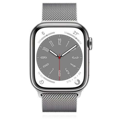 Apple Apple WATCH Series 8 45mm GPS+Cellular Edelstahl Silber Milanaisearmband Silber