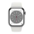 Apple WATCH Series 8 45mm GPS+Cellular Edelstahl Silber Sportarmband Weiß
