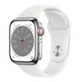 Apple WATCH Series 8 45mm GPS+Cellular Edelstahl Silber Sportarmband Weiß