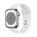 Apple WATCH Series 8 45mm GPS+Cellular Edelstahl Silber Sportarmband Weiß