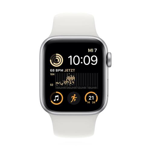 Apple WATCH SE (2022) 40mm GPS Aluminiumgehäuse Silber Sportarmband Weiß