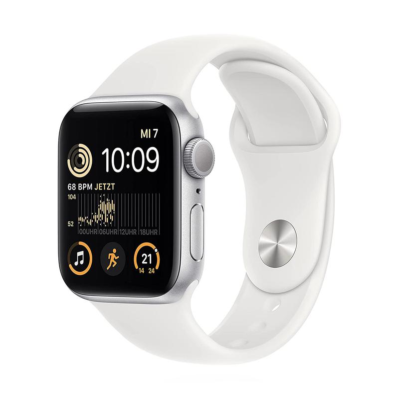 Apple WATCH SE (2022) 40mm GPS Aluminiumgehäuse Silber Sportarmband Weiß