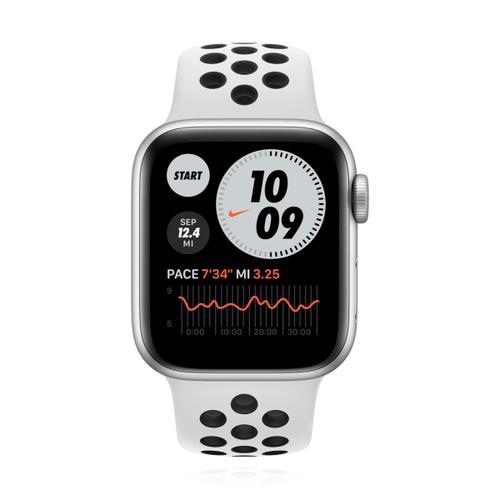 Apple WATCH Nike SE 40mm GPS+Cellular Aluminiumgehäuse Silber Sportarmband Pure Platinum Schwarz