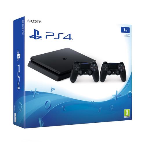 Sony PlayStation 4 Slim 1TB schwarz mit zwei Controllern