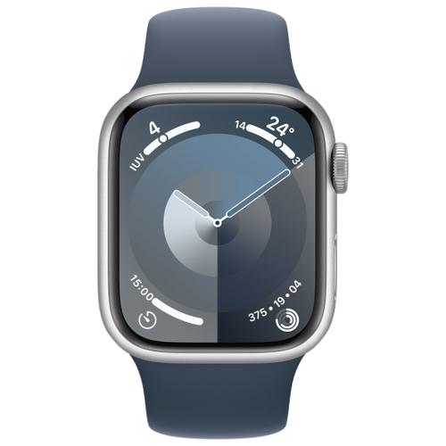 Apple Apple WATCH Series 9 41mm GPS+Cellular Aluminiumgehäuse Silber Sportarmband Sturmblau S/M